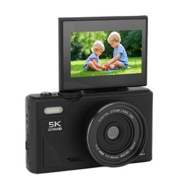 5K Digital Camera, 75MP HD Vlogging Cameras for Photography, Autofocus Point and Shoot Small Camera with 18X Digital Zoom, Retro Camera with 3 Inch Screen for Travel Photography (Black)