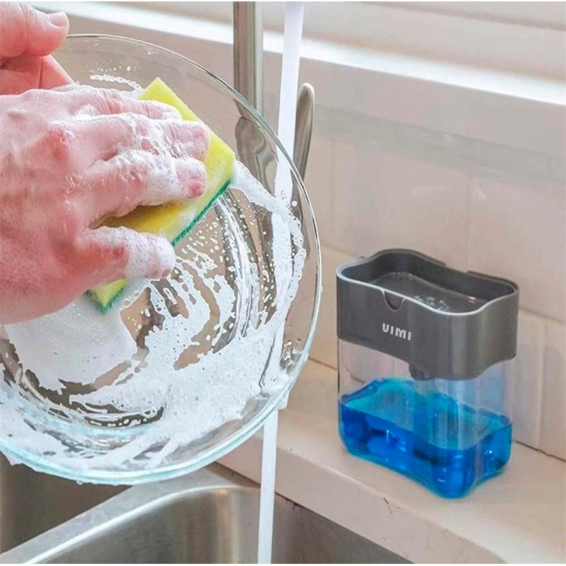 Vimi Dispensador De Jabón Líquido Lava Trastes Cubiertos (Negro)