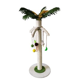 Cat Scratching Post with Hanging Toys, Big Size 3.3 inch Thick Sisal Rope Post, 37.4 inch Height,cat Tree，Palm Leaf Design