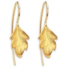 MadamLili - Blatt Gold Ohrringe - 925 Sterling Gold Vergoldet - Blätter Ohrhänger - Handgefertigt - Naturschmuck - Exklusive Schmuckbox