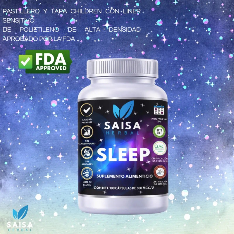 Suplemento Dormir 100 Cápsulas Sleep Saisa Herbal Melatonina Triptófano Valeriana