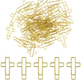 Cross Paper Clips Gold - 50 Pack Versatile Bible Study Supplies - Christian Bible Paper Clips Clamps, Also Great as Journaling Paper Clips and Bookmarks Paperclips for Office School Home Use