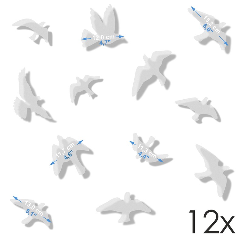12 Silhouette Stickers - Window Stickers to Prevent Bird Collisions,
