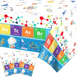 Adirasenotek 3Pcs Scientists Party Tablecloths,Laboratory 87" Lx51 W Rectangular Plastic Table Covers,Kids' Party Disposable Tablecloths for Decoration,Birthday Party,Baby Showers