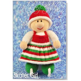 Knitting Pattern Skater Girl from Knitting by Post - Our Festive Ice Skating Doll is Ready to be Knit in White, Red and Green
