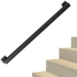 Handrails - for Indoor Stairs/Stair Railing Indoor 2FT, Black Metal Staircase Hand Rail/Modern Industrial Wall Mounted Wrought Iron Handrail for Elderly Children (Black,2FT)