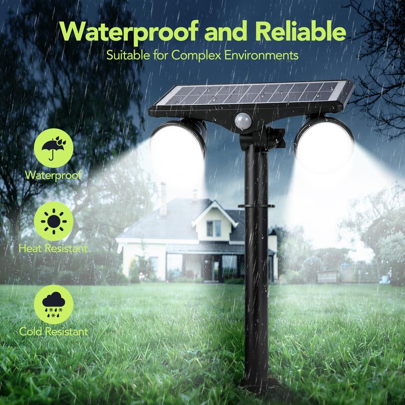 Paktonvo 2Pack Solar Lights Outdoor Waterproof, 6000K Ultra Bright，2 Lighting