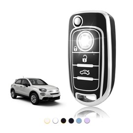 TOOMUME Key Case TPU Car Key Case Fits Fiat 500X Tipo Toro Argo Cronos Nuovo Doblo Egea Freedom Grazie Dodge Neon, Key Cover Protection Key Case - Flip Key