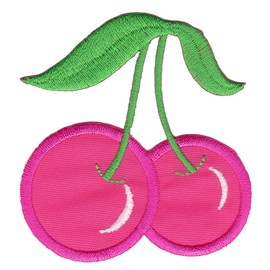 Cherry Pink Sour Cherry Patch for Iron-On or Sew On Clothes Embroidered Iron-On Patch Applique Fruit Patch Size 6.3 x 6.8 cm