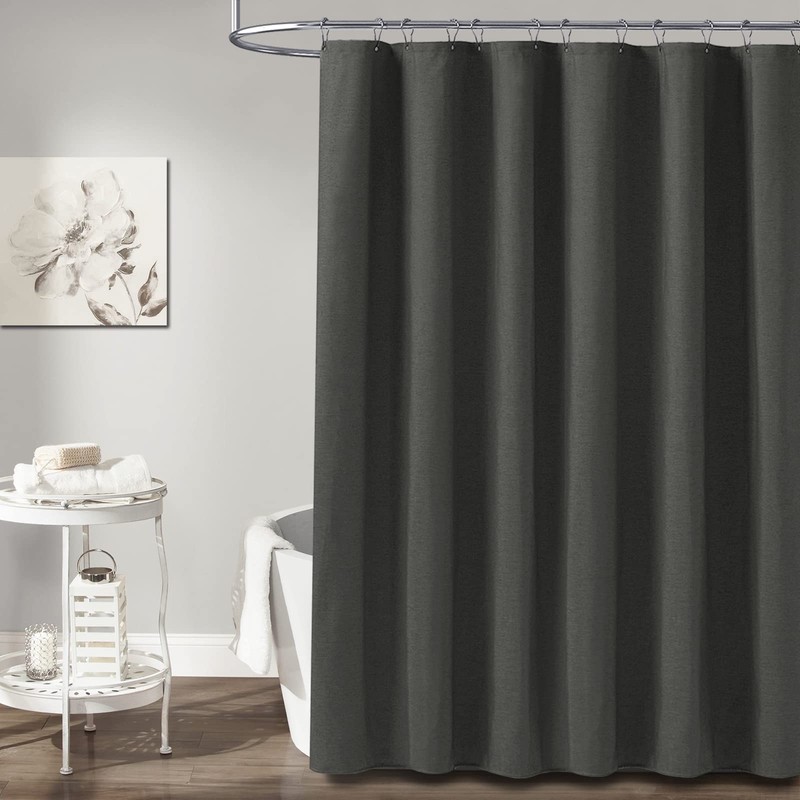 BTTN Extra Long Shower Curtain - 84 Inch Gray Linen