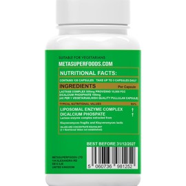 Liposomal Lactase Enzyme 15000FCC | 120 High Strength Lactase Capsules | Enzyme Tablets | Lactose Digestion | Digestive Enzyme Food Supplement