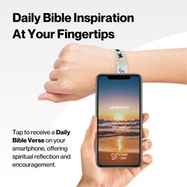 FAJEUY FaithLink Christian Daily Bible Verse Bracelet, WWJD&HWLF, What Would Jesus Do, 1Pc, Daily Devotional Bracelet, Bracelet that Speaks, Tap the Bracelet with Your Smartphone, Unisex, 7 Inches