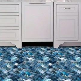 IOHEFY 10PCS 12x12 Inch Peel and Stick Floor Tiles Self Adhesive Vinyl Flooring Tile Blue Pearl Woven Removable Decals Bathroom Kitchen Living Room DIY Home Decoration