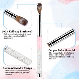 Christmas 100% Kolinsky Acrylic Nail Brush for Nails Size 10 Oval Crimped Shaped Nail Brushes for Acrylic Application Metal Handle Professional Nail Art Brush Manicure for Women for DIY Home Salon