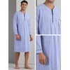 Lars Amadeus Striped Nightshirts for Men's V-Neck Button Down Nightgown