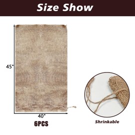 6 Pack 24” × 40” Burlap Winter Plant Cover Bags - Plant Covers Frost Protector with Drawstring Plant Covers Freeze Protection Frost Blankets Shrub Jacket，Freeze Blanket for Outdoor Plants Fruit Tree