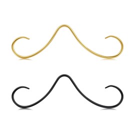 Longita Mustache Septum Ring 16g Septum Mustache Nose Ring Mustache Nose Ring Septum Ring Mustache 16 Gauge Black Gold