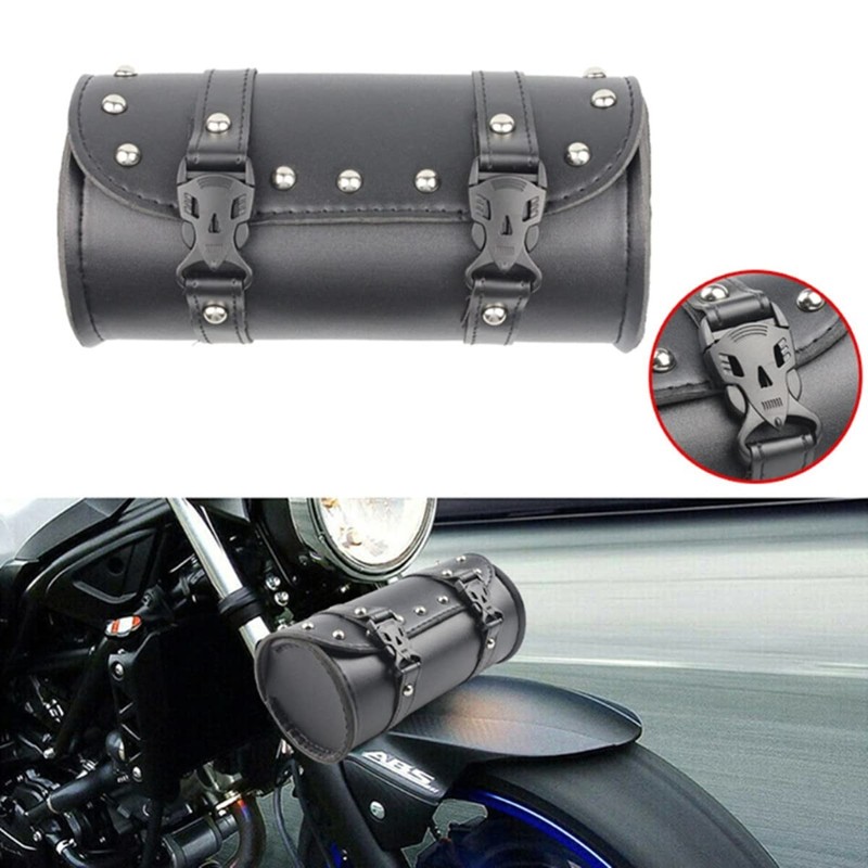LIKENNY Mini Motorcycle Tool Back Studded PU Leather Storage Bag