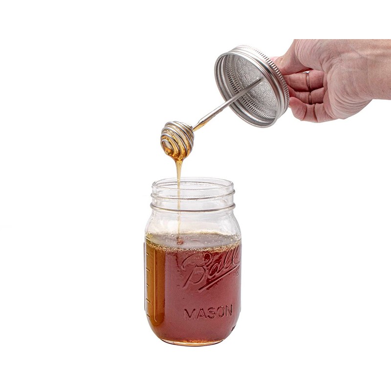 Stainless Steel Honey Dipper by Mason Jar Lifestyle (Regular Mouth)