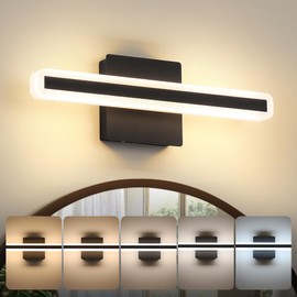 KELIDEN LED Modern Bathroom Vanity Light 15.7 inch 16W Dimmable 5CCT Led Bathroom Light Fixture Over Mirror, Black Bar for Mirror Restroom-ETL Certificated