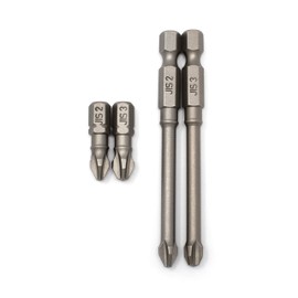 RW 0059-005 JIS (Japanese Industrial Standard) Screwdriver Impact Bits #2#3 Standard & Long 1/4 Inch (Set of 4, 1 of Each)