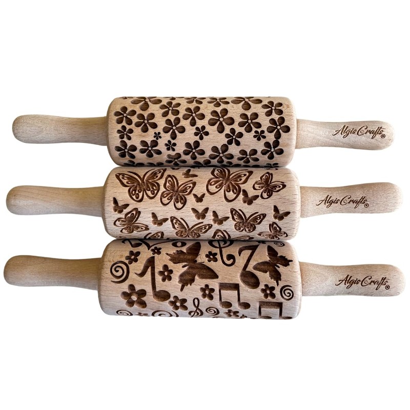 Summer Set of 3 Children's Rolling Pins for Homemade Pastries