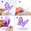 FIMETEUG Purple Butterfly Wall Sticker, 72 PCS, Elegant, Metallic Paper,