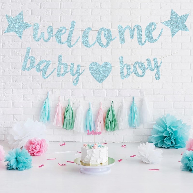 Blue Welcome Baby Banner, Welcome Back, Home Banner Decoration with