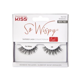 Kiss Lash Couture So Wispy Collection 1 Pair of Volumizing Fake Lashes, Style 03, with Tapered Ends and Aloe Infused Lash Glue