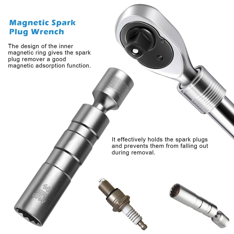2PCS Spark Plug Socket 16mm and 14mm, Magnetic Universal Spark