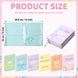 6 Pack Pastel Inspirational Quotes Book Cover Stretchable Reusable Jumbo Book Covers Protector for Textbook Hardcover Books up to 9 x 11 in Fabric Books Sox Back to Supplies