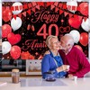 40th Wedding Anniversary Banner Backdrop - Black Red Happy 40th