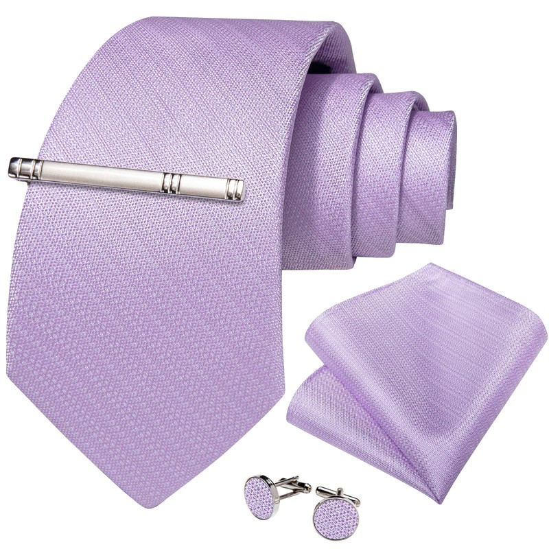 DiBanGu Plain Tie for Men Formal Silk Tie and Pocket