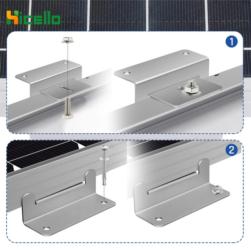 Hicello 4PCS Solar Panel Bracket, Silver Aluminum Z Bracket, Solar
