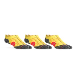 WORN T3 Ankle Socks, Moisture Wicking, Form Fit, No Slip, Light Cushion, Blister Free (Yellow, Large, 3 Pack)