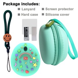 JCHPINE Hard Carrying Case and Silicone Cover Compatible with Tamagotchi Pix Interactive Virtual Pet Game Machine, Screen Film Protector for Tamagotchi Pix Accessories (Green)