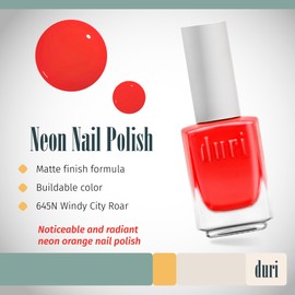 duri 645N Windy City Roar Nail Polish, Neon Red Color, Matte Finish, 0.45 Fl Oz