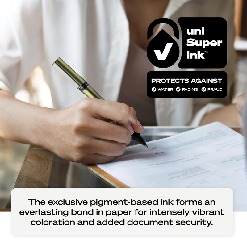 Uniball Deluxe, Black Rollerball Pens - 0.5mm Micro Point, Pack