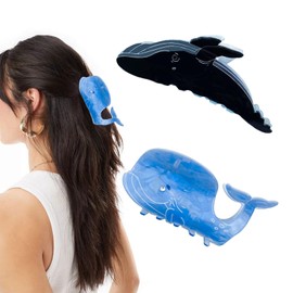 2PCS Whale Shark Hair Claw Clips, Cute Animal Acetate Claw Clips Non-Slip Hair Grip Clamps Strong Hold hair Accessories for Women Girls