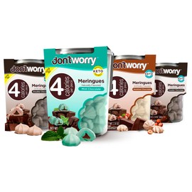 Don't Worry Low Calorie Meringue Cookies - 4 Pack - Hazelnut, Mint & Chocolate | Chocolate Filled Center |Only 4 Calories per Piece, Low Sugar, Gluten Free, Keto Friendly and Healthy Snacks for Adults