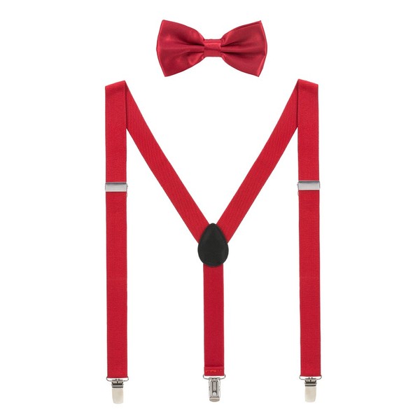 Grade Code Mens Suspenders and Bow Tie Set Adjustable Elastic