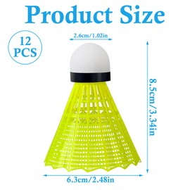 FYSL Shuttlecock Set of 12 Durable Badminton Balls, High-Quality Nylon Shuttlecocks Speed for Outdoor, Exercise, Leisure, Beginners (Yellow)