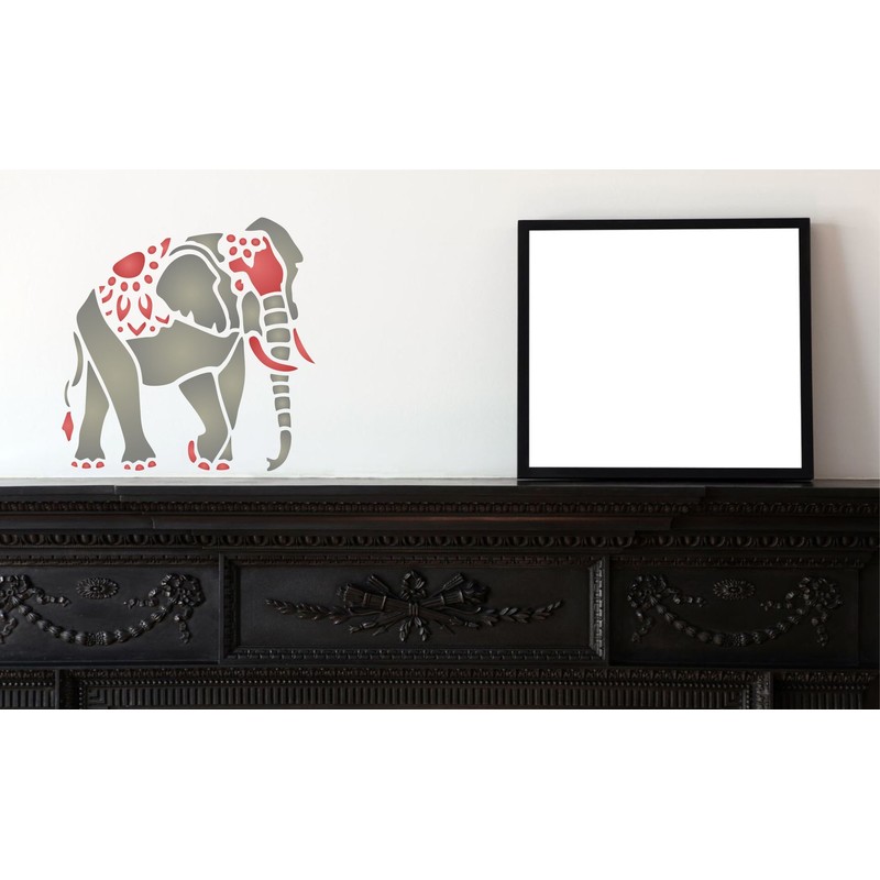 Plantilla de elefante indio, 4.5 x 4.5 pulgadas, paquidermo asiático
