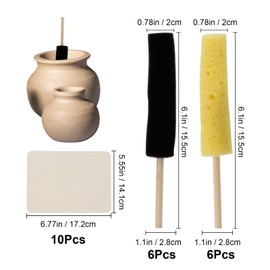 12 Pcs Pottery Sponge with 10PCS Chamois Cloth, Burr Repair Sponge, Two Colors Pottery Trimming Tools, Stick for Clay, Stick Tools for Ceramic Clean Shaping Sculpting