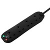 Masterplug Four Socket Power Surge Protected Extension Lead, Black