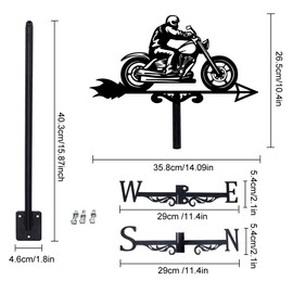SUPERDANT Motorcycle Man Weather Vane Retro Motorcycle Weathervanes for Roof Motorcycle Metal Weathervane for Garden Wind Direction Indicators for Sheds Yard Farmhouse Outdoor Barn Patio Decor