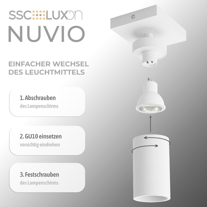 SSC-LUXon NUVIO Aufbaustrahler Deckenlampe Wandleuchte Spot 2-flammig downlight schwenkbar weiß