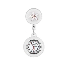 ZOVEDAIUG Nurse Watch, Retractable Nurse Lapel Watch Clip On Quartz Watch Nursing Watch with Second Hand for Doctor Nurse(White)