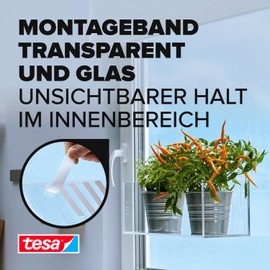 Tesa Mounting Tape for Transparent Surfaces and Glass, white, 77741-00000-00
