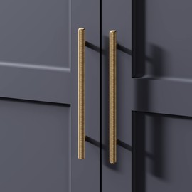 The Hairpin Leg Co. [HLC] Pull Handles - Modern Furniture Hardware - Cupboard Cabinet Handles Drawer Pulls [Knurl 15mm/300mm/Brushed Brass]